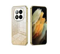 YUECXIN Case for Xiaomi Redmi Note 14 Pro+ Plus 5G, Gradient Bling Shiny Cardstock Sparkle Design Soft TPU Silicone Cover, Ultra Thin Premium Shockproof Plating Edge Case, Gold