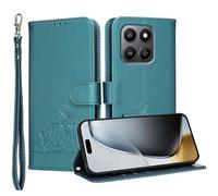 YUECXIN Flip Case for HONOR 600 Smart 5G, Lovely Cats Wallet with Card Slots, Premium Magnetic PU Leather Shockproof Cover with Stand & Anti-Theft RFID, Dark Green