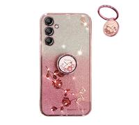 YUECXIN Glitter Case for vivo X500 Pro Max 5G, Bling Shiny diamond Sparkle Design Women Girls Cover, Ultra Thin Shockproof Flowers Ring Stand Soft Transparent Case, Pink