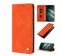 YUECXIN Leathe Case for Nothing Phone (4b), Retro PU Leather Wallet Stand Flip Folio Shockproof Cover with Card Slots, Kickstand, Magnetic Close, RFID Blocking. Orange