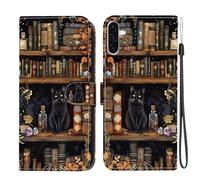 YUECXIN Leathe Case for Samsung Galaxy A17/Samsung A26 5G, Cute Cat Pattern PU Wallet Stand Flip Folio Shockproof Cover, with Card Slots/Kickstand/Magnetic Close Women Case. SJ-47