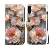 YUECXIN Leathe Case for Samsung Galaxy A17/Samsung A26 5G, Flowers Pattern PU Wallet Stand Flip Folio Shockproof Cover, with Card Slots/Kickstand/Magnetic Close Women Case. SJ-45