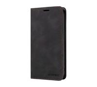 YUECXIN Luxury Flip Case for HONOR 600 5G, Silky Touch Shockproof Wallet PU Leather Cover with Magnetic Stand & Anti-Theft RFID Protection, Black