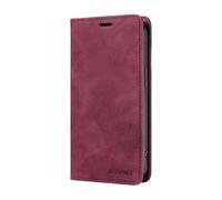 YUECXIN Luxury Flip Case for vivo V60 Lite 5G/4G, Silky Touch Shockproof Wallet PU Leather Cover with Magnetic Stand & Anti-Theft RFID Protection, Red