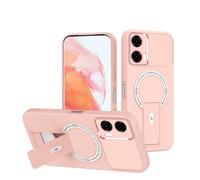 YUECXIN Magnetic Case for Motorola Edge 50 Fusion, Support MagSafe Wireless Charging Hidden Kickstand Cover, Soft TPU Silicone + Hard PC 360° Military Shockproof Cover. Pink