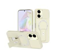 YUECXIN Magnetic Case for Motorola Edge 50 Fusion, Support MagSafe Wireless Charging Hidden Kickstand Cover, Soft TPU Silicone + Hard PC 360° Military Shockproof Cover. White