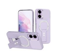 YUECXIN Magnetic Case for Motorola Edge 50 Fusion, Support MagSafe Wireless Charging Hidden Kickstand Cover, Soft TPU Silicone + Hard PC 360° Military Shockproof Cover. Purple