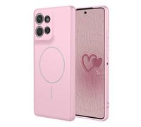 YUECXIN Magnetic Case for Motorola Edge 50 Neo/Edge 60 Neo/ThinkPhone 25, Ultra thin Liquid Silicone Silky Touch Cover, Support MagSafe Wireless Charging, Soft Shockproof TPU Bumper Case. Pink