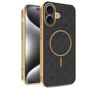 YUECXIN Magnetic Case for Motorola Moto G56 5G, Wireless Charging Compatible, Ultra-thin Soft Electroplated TPU Bumper with Leather Back Shockproof Cover, Black