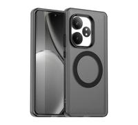 YUECXIN Magnetic Case for Realme GT 6 5G/Realme GT 6T 5G Compatible with Magsafe, Support Wireless Charging, Slim Translucent Matte Cover, Soft Shockproof TPU Silicone Case. Black