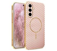 YUECXIN Magnetic Case for Samsung Galaxy A36 5G Compatible with Magsafe, Military Grade Sturdy Durable Carbon Fiber Texture Slim Case, Non-Slip Shockproof TPU Cover. Pink