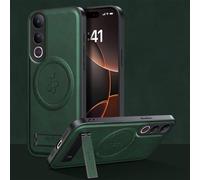 YUECXIN Magnetic Case for Vivo V50 Lite 5G/4G Compatible with MagSafe, Slim Soft PU Leather Texture Cover, Shockproof Anti-fall TPU Bumper Case with Folding Stand. Green