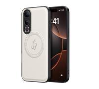 YUECXIN Magnetic Case for Vivo V50 Lite 5G/4G Compatible with MagSafe Wireless Charging, Slim Soft PU Leather Texture Cover, Shockproof Anti-fall TPU Bumper Case. White