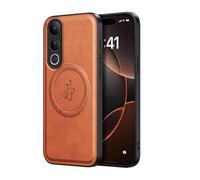 YUECXIN Magnetic Case for Vivo V50 Lite 5G/4G Compatible with MagSafe Wireless Charging, Slim Soft PU Leather Texture Cover, Shockproof Anti-fall TPU Bumper Case. Brown