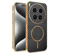 YUECXIN Magnetic Case for vivo X300 Ultra Compatible with Magsafe, Military Grade Sturdy Durable Carbon Fiber Texture Slim Case, Non-Slip Shockproof TPU Cover. Black