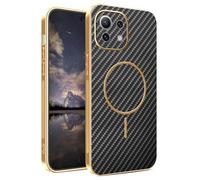 YUECXIN Magnetic Case for Xiaomi 11 Lite 5G NE/Xiaomi Mi 11 Lite Compatible with Magsafe, Military Grade Sturdy Durable Carbon Fiber Texture Slim Case, Non-Slip Shockproof TPU Cover. Black