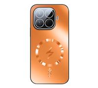 YUECXIN Magnetic Case for Xiaomi 15T Pro 5G, Matte Frosted Shockproof Cover with Built-in HD Lens Protector, Strong Grip for Car Mount, Anti-Scratch, Orange