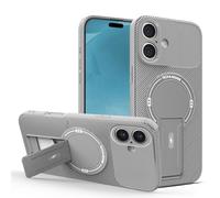 YUECXIN Silicone Case for Realme P3 5G/Realme14 5G/Realme14T 5G, Soft-Touch Matte Shockproof 360° Magnetic Ring Carbon Fiber Phone Cover with Hidden Rotating Stand, Gray