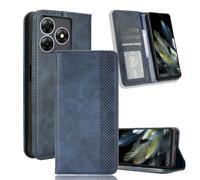 YUECXIN Wallet Case for Blackview Wave 8C/Wave 8/OSCAL Flat 2, Premium Flip Folio Leather with Viewing Stand, Cash Compartment & 3 Card Holder, Magnetic Closure Shockproof Cover - Blue