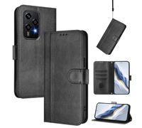 YUECXIN Wallet Case for Honor 200 Lite, Premium PU Leather Flip Folio Book Case Cover, Card Slots Kickstand Magnetic Closure Shockproof Cover Women Men. Black