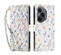 YUECXIN Wallet Case for Honor 400 Pro, Small Fresh Flower Floral Print Pattern PU Leather Book Flip Case, Card Slots Kickstand Shockproof Cover for Women Girls. A2