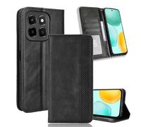 YUECXIN Wallet Case for Honor X6c 4G, Premium Flip Folio Leather with Viewing Stand, Cash Compartment & 3 Card Holder, Magnetic Closure Shockproof Cover - Black