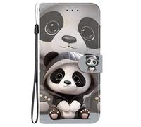 YUECXIN Wallet Case for Motorola Edge 60 Fusion/Edge 60 5G, PU Leather Flip Shockproof Protective Cover with Card Holder & Kickstand, Cute Panda Phone Case for Women & Girls