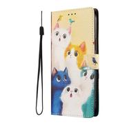 YUECXIN Wallet Case for Motorola Edge 60 Neo/Edge 50 Neo/ThinkPhone 25, PU Leather Flip Cover with Card Holder & Kickstand, Shockproof TPU Inner, Cute Pattern Design for Women, Colorful Cats