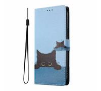 YUECXIN Wallet Case for Motorola Edge 60 Neo/Edge 50 Neo/ThinkPhone 25, PU Leather Flip Cover with Card Holder & Kickstand, Shockproof TPU Inner, Cute Pattern Design for Women, Black Cat