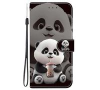 YUECXIN Wallet Case for Motorola Edge 70 Fusion, Premium PU Leather Flip Folio Shockproof Cover, Vivid 3D Pattern Design with Card Slots, Kickstand & Wrist Strap, Boba Panda