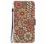 YUECXIN Wallet Case for Realme C71 5G/4G/Realme C73/Realme P3 Lite 4G, PU Leather Flip Shockproof Protective Cover with Card Holder & Kickstand, Floral Cluster Phone Case for Women & Girls