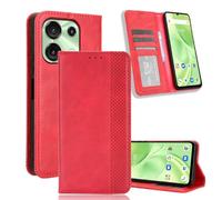 YUECXIN Wallet Case for Umidigi G9 5G / G9C / G9T / G9A, Premium Flip Folio Leather with Viewing Stand, Cash Compartment & 3 Card Holder, Magnetic Closure Shockproof Cover - Red