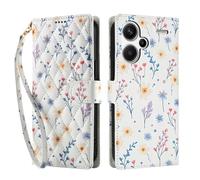 YUECXIN Wallet Case for Xiaomi Redmi Note 13 Pro+ Plus 5G, Small Fresh Flower Floral Print Pattern PU Leather Book Flip Case, Card Slots Kickstand Shockproof Cover for Women Girls. A2