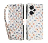 YUECXIN Wallet Case for Xiaomi Redmi Note 13 Pro+ Plus 5G, Small Fresh Flower Floral Print Pattern PU Leather Book Flip Case, Card Slots Kickstand Shockproof Cover for Women Girls. A4