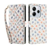 YUECXIN Wallet Case for Xiaomi Redmi Note 14 5G/POCO M7 Pro 5G, Small Fresh Flower Floral Print Pattern PU Leather Book Flip Case, Card Slots Kickstand Shockproof Cover for Women Girls. A4