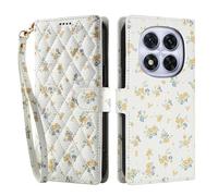 YUECXIN Wallet Case for Xiaomi Redmi Note 14 Pro 4G, Small Fresh Flower Floral Print Pattern PU Leather Book Flip Case, Card Slots Kickstand Shockproof Cover for Women Girls. A5
