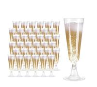 Yuedefly 50 pcs Plastic Champagne Flutes Set,5oz Cocktail Glasses, Reusable Prosecco Glasses, Wine Cups for Parties, Wedding, Thanksgiving Day, Christmas,Birthdays, Picnic(Clear)