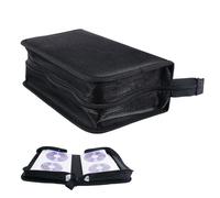 Yuedefly CD Bag Disc Organizer Lockable Zipper 128 DVD Hard Plastic CD Box Storage Case with Protective Function DVD Storage (Black)