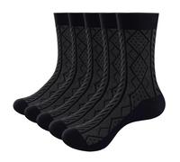 YUEDGE Basic Mens Socks Classic Formal School Office Business Dress Socks Breathable Anti-Odor Black Bamboo Socks For Men Size 6-10, Multipack, 5 Pairs