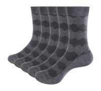 YUEDGE Basic Mens Socks, OEKO-TEX Certified Classic Argyle Grey Combed Cotton Mid-Calf Casual Daily Work Formal Office Business Dress Socks, Size 9-11, Multipack, 5 Pairs