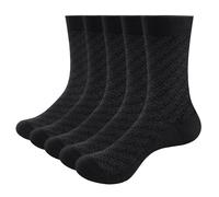 YUEDGE Breathable Anti-Odor Black Bamboo Mens Socks For Men 9-12, Classic Casual Everyday Formal Office Wedding Suit Business Dress Socks, Multipack, 5 Pairs