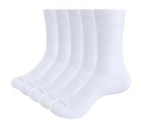 YUEDGE Ladies Basic Women's Socks, Classic Formal Office Dress Socks, OEKO Certified Breathable Combed Cotton Socks For Women, White, Size 4-7, 5 Pairs