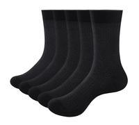 YUEDGE Men's Bamboo Dress Socks, Mid-Calf Basic Socks with Lycra Elastic, OEKO Certified Breathable Anti-Odor Business Socks, UK Size 6-10, Multipack, 5 Pairs