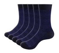 YUEDGE Men's Bamboo Dress Socks, Mid-Calf Basic Socks with Lycra Elastic, OEKO Certified Breathable Anti-Odor Business Socks, UK Size 6-10, Multipack, 5 Pairs