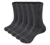 YUEDGE Men's Solid Grey Training Athletic Walking Sports Socks Moisture Wicking Padded Comfort Work Socks Breathable Cotton Casual Cushioned Crew Sock For Men Size 6-10, Multipack, 5 Pairs