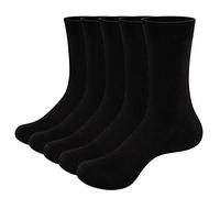 YUEDGE Mens Solid Vegan Comfy Black Formal Business Dress Casual Everyday Bamboo Socks For Men 6-10, Basic Mid Calf Breathable Men's Socks, Multipack,5 Pairs