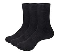 YUEDGE Women's Cozy Black Merino Wool Blend Thermal Socks, Thick Padded Warm Winter Boot Socks, Size 4-7, 3 Pairs