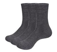 YUEDGE Women's Cozy Merino Wool Blend Thermal Crew Socks For Women, Thick Padded Warm Winter Boot Socks, Size 4-7, Grey, 3 Pairs