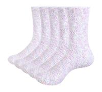 YUEDGE Womens Fluffy Socks, Cozy Plush Warm Winter House Sleeping Bed Socks | Soft Comfort Fuzzy Socks, Shed-Free Fleece, Gift Socks For Ladies and Elders, 5 Pairs