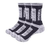 YUEDGE Women's Hiking Walking Socks Moisture Wicking Cushioned Womens Socks Anti Blister Anti-Odor Thick Cotton Safety Welly Work Boot Sock For Women, Size 6-10, 3 Pairs